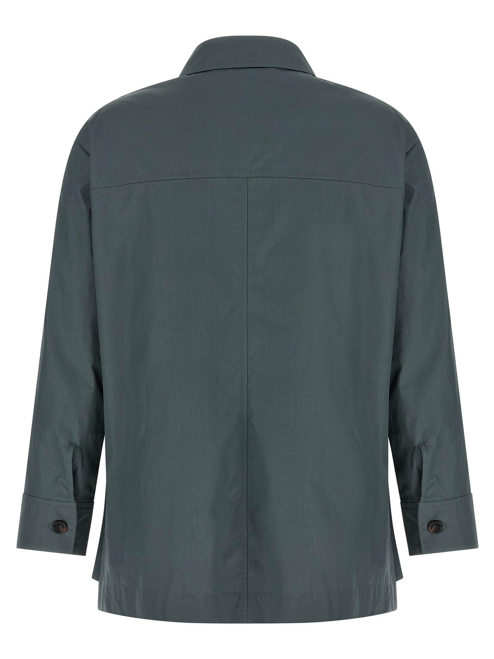 Blouse by S Max Mara for women in cotton gray & horn showcases a sharp silhouette, elegantly detailed with a sharp and sharp .