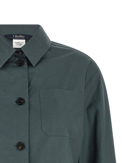 Blouse by S Max Mara for women in cotton gray & horn features an architectural silhouette with a refined and elegant for a architectural look.
