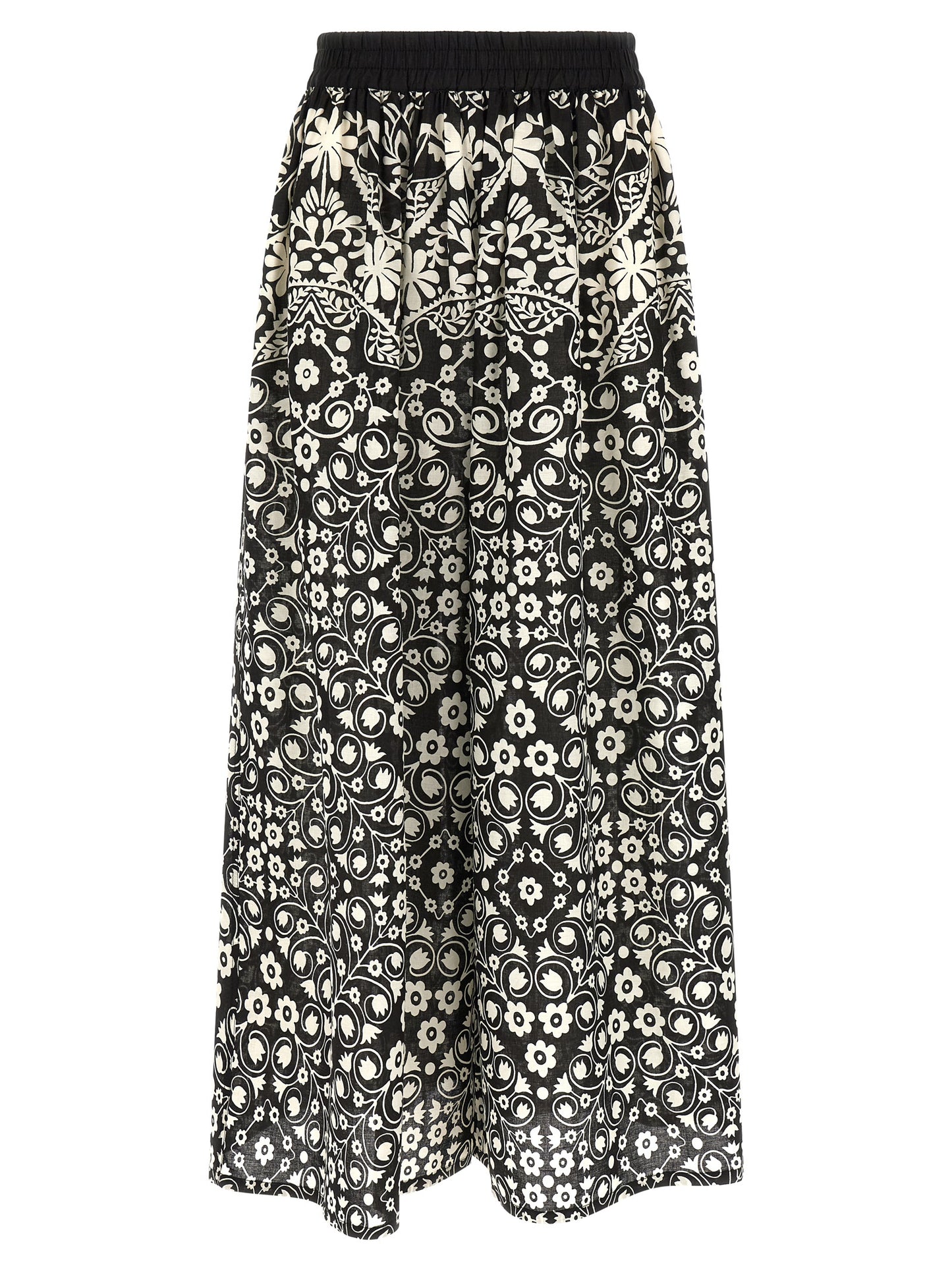 Max Mara Women's Flared Wide Cropped Cotton Trousers - Bicolour Black White Print