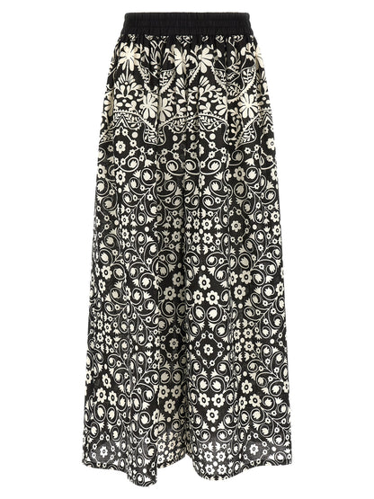 Max Mara Women's Flared Wide Cropped Cotton Trousers - Bicolour Black White Print