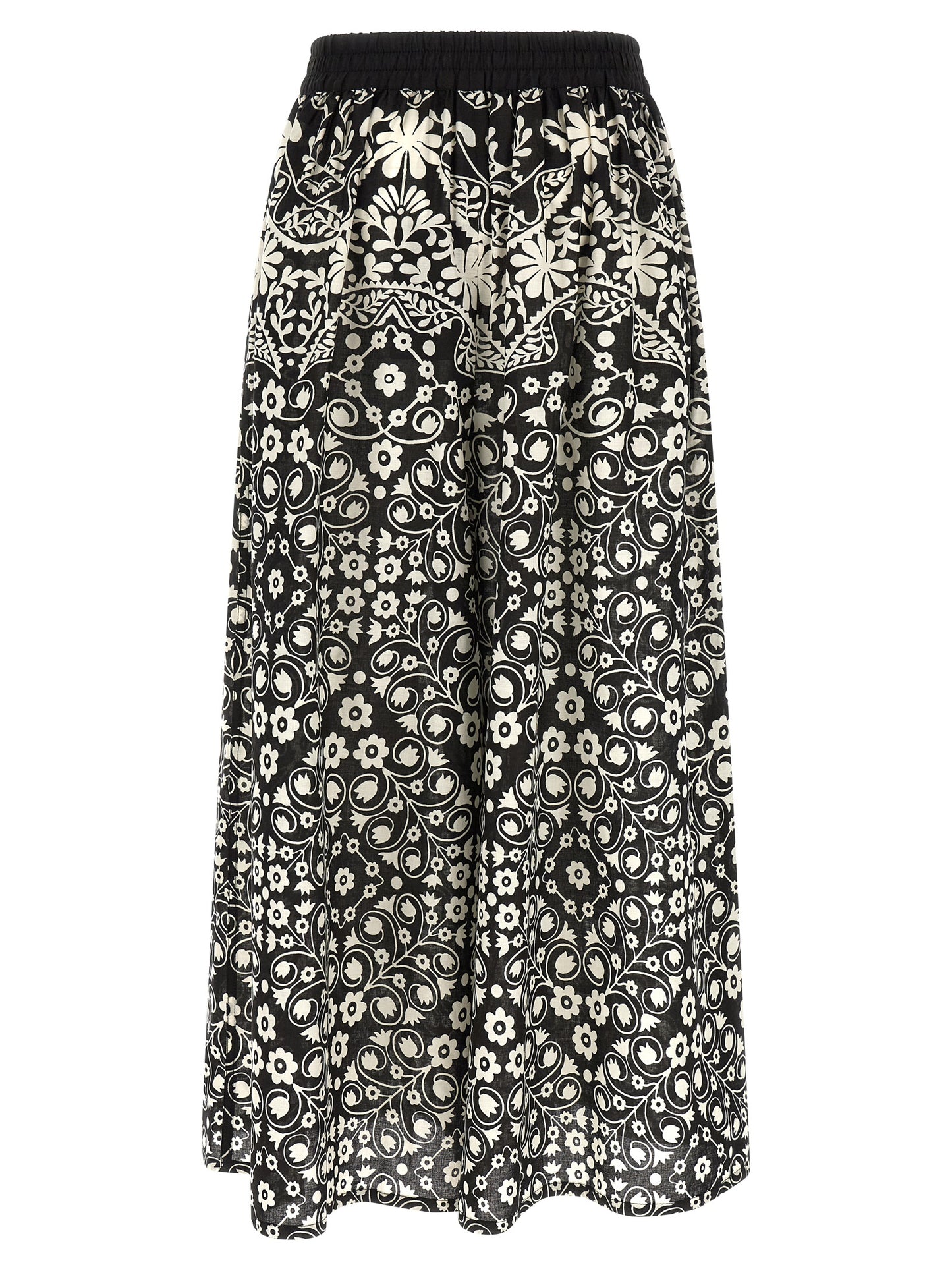 Max Mara Women's Flared Wide Cropped Cotton Trousers - Bicolour Black White Print