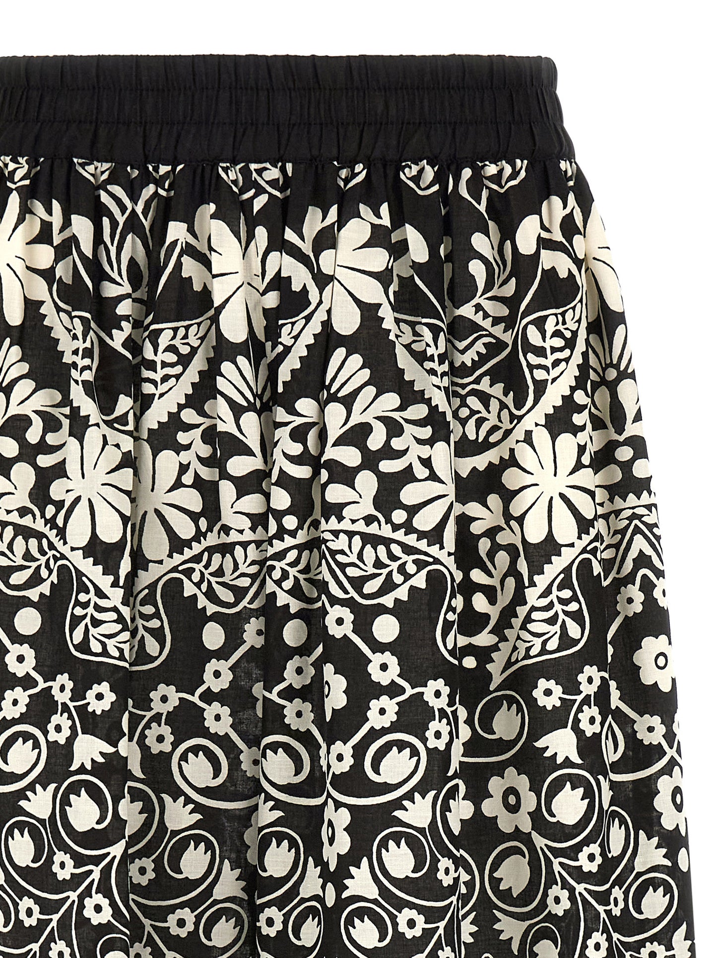 Max Mara Women's Flared Wide Cropped Cotton Trousers - Bicolour Black White Print