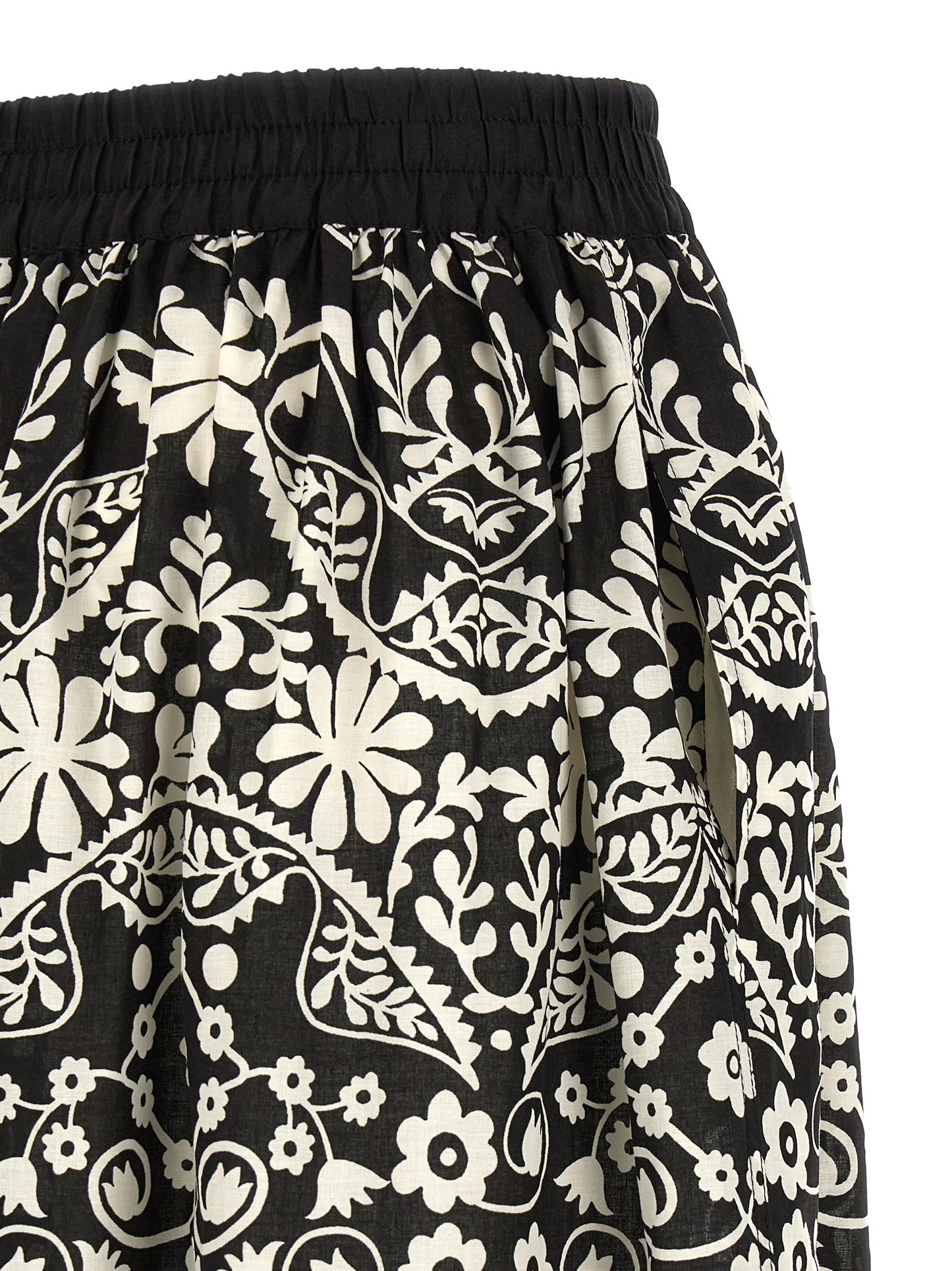 Max Mara Women's Flared Wide Cropped Cotton Trousers - Bicolour Black White Print