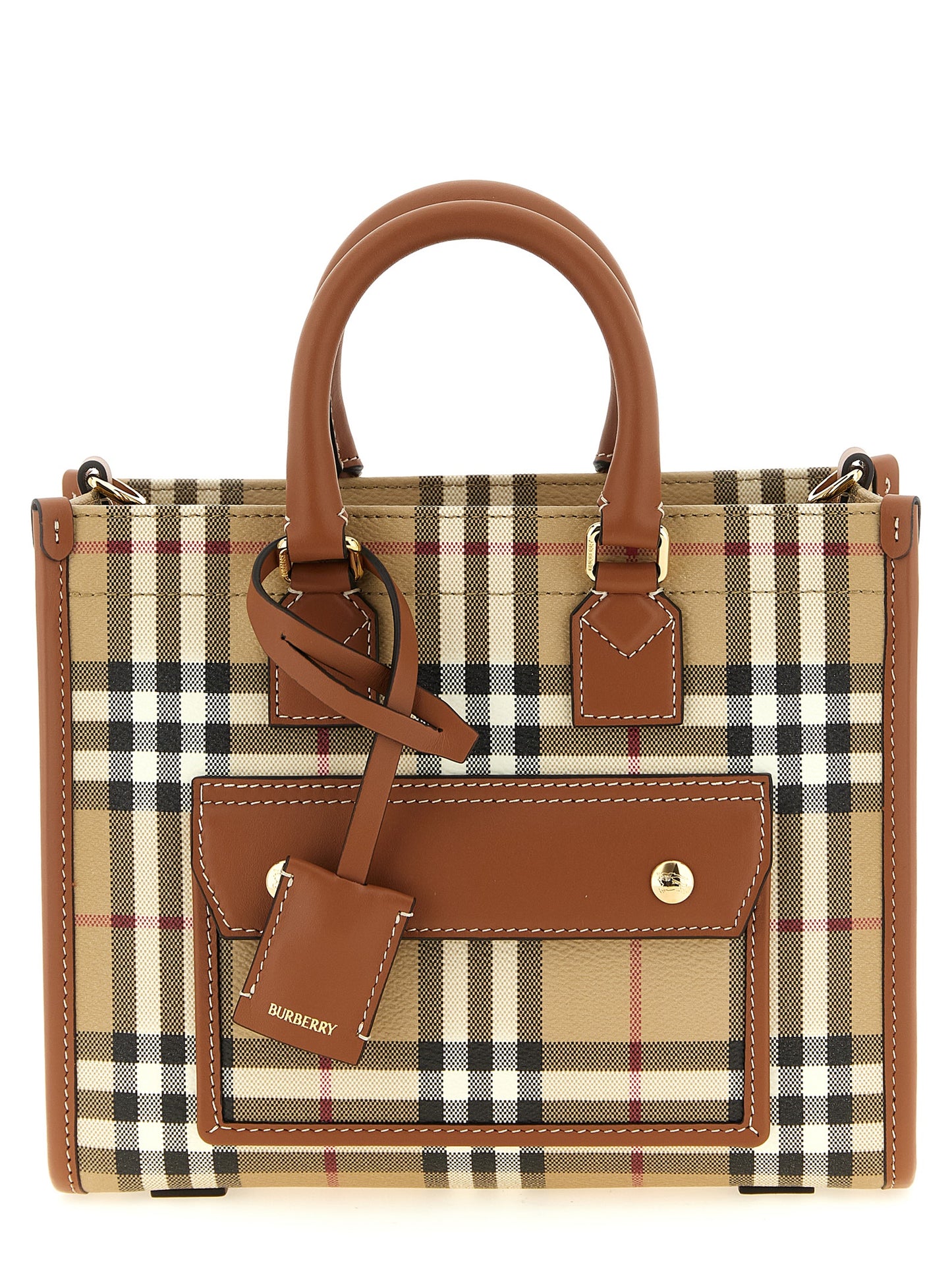Mini Crossbody Travel Satchel Tote Bag by Burberry for women in poly cotton & calfskin leather beige features a distinguished Freya Poly Cotton & Calfskin Leather Mini Crossbody Travel Satchel Tote Bag design, complete with a secure , ample external-pockets, and versatile crossbody-strap, shoulder-strap, adjustable-strap & detachable-strap for a distinguished look.