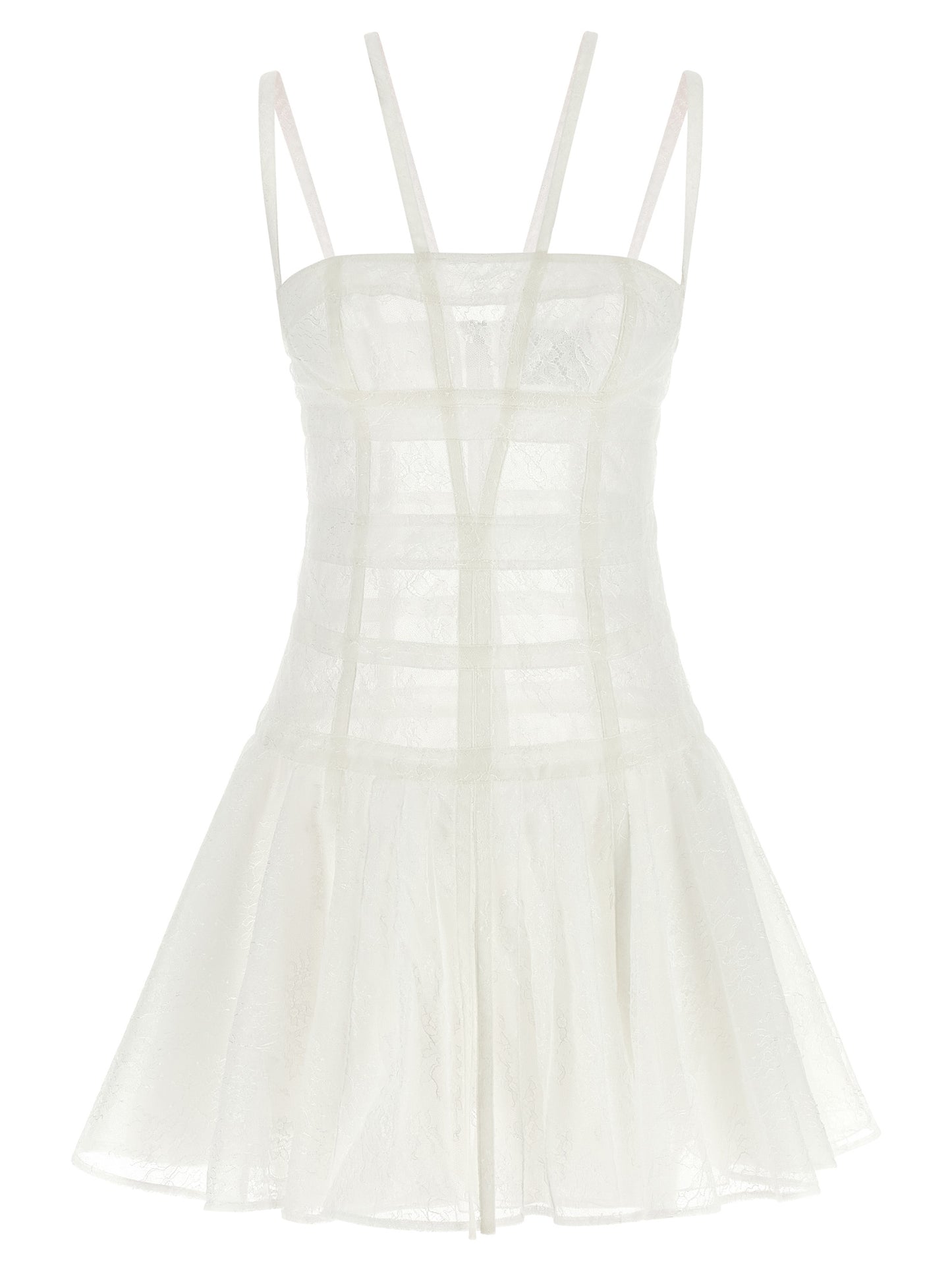 Giovanni Bedin Women's Flared Corset Bustier Sleeveless Polyamide Viscose Dress - Transparent White