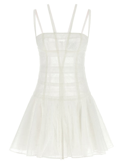Giovanni Bedin Women's Flared Corset Bustier Sleeveless Polyamide Viscose Dress - Transparent White