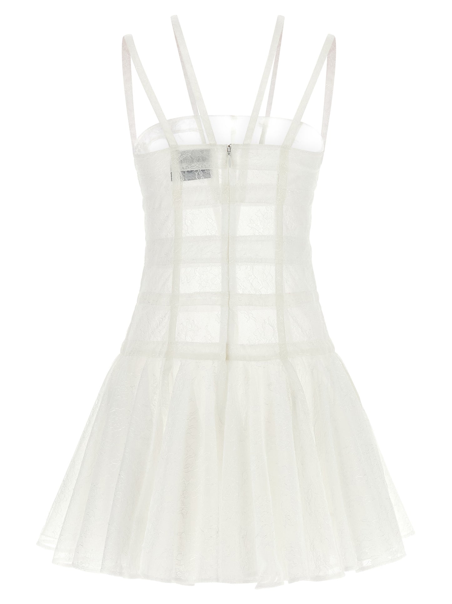 Giovanni Bedin Women's Flared Corset Bustier Sleeveless Polyamide Viscose Dress - Transparent White