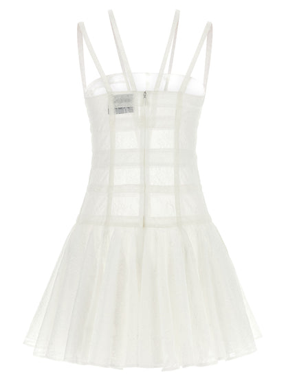 Giovanni Bedin Women's Flared Corset Bustier Sleeveless Polyamide Viscose Dress - Transparent White