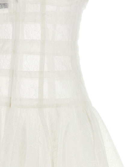 Giovanni Bedin Women's Flared Corset Bustier Sleeveless Polyamide Viscose Dress - Transparent White