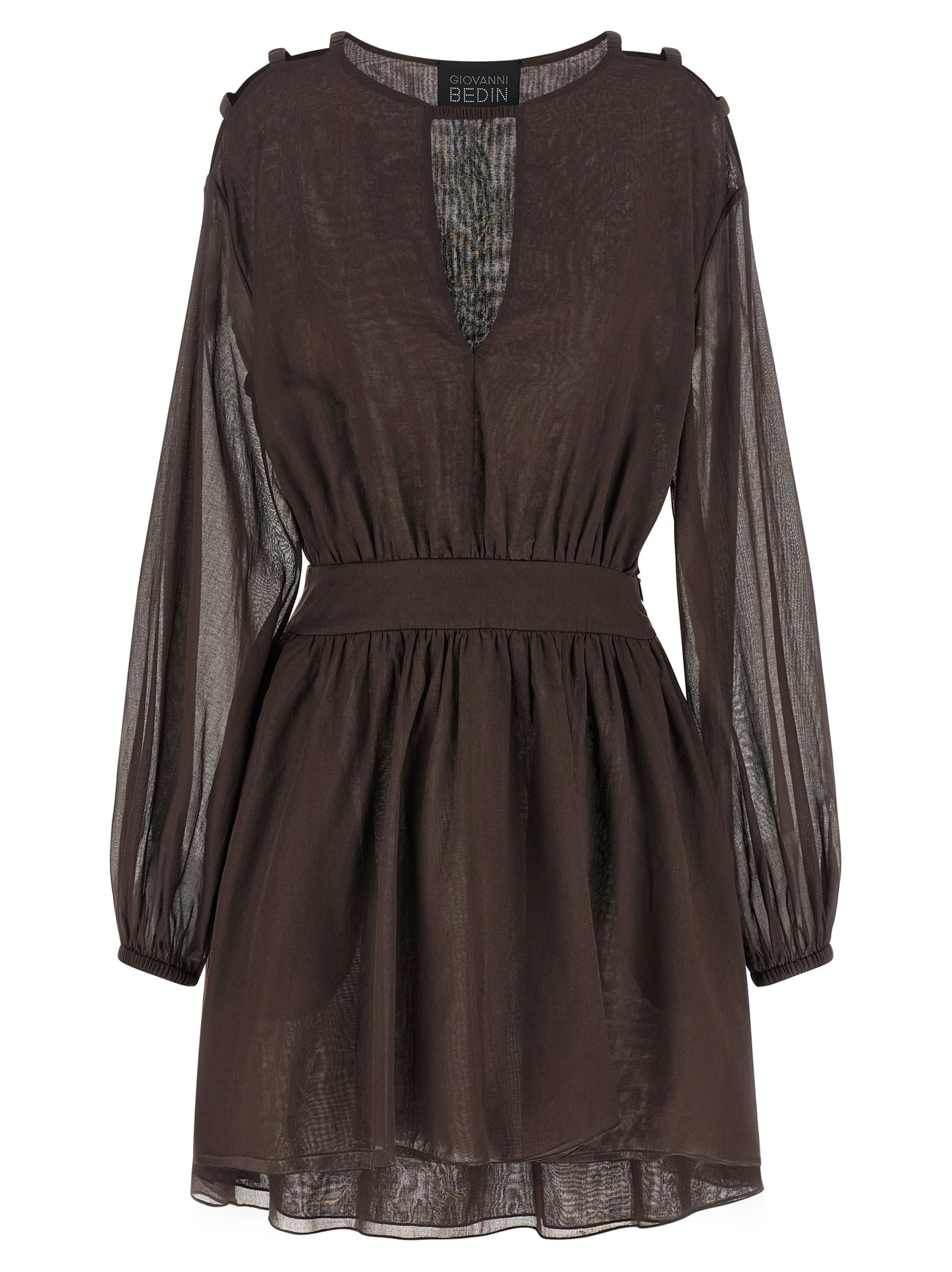 Giovanni Bedin Women's Flared One Shoulder Asymmetric Long-Sleeve Cotton Dress - Brown