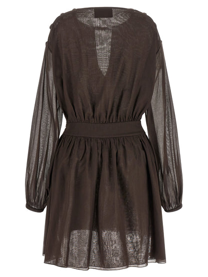 Giovanni Bedin Women's Flared One Shoulder Asymmetric Long-Sleeve Cotton Dress - Brown