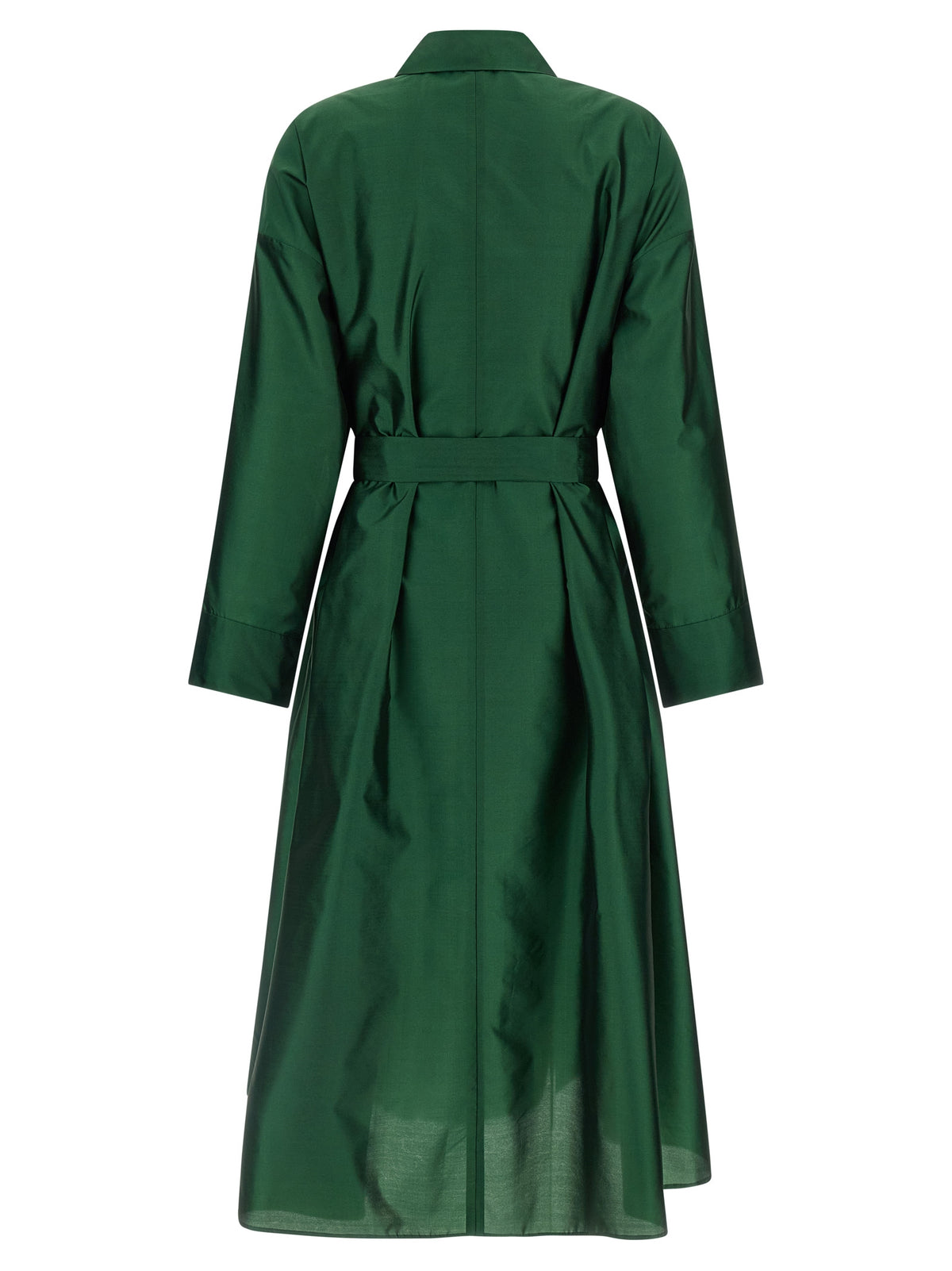S Max Mara Women's Flared Shirt Polyester & Silk Midi Dress - Bicolour Green