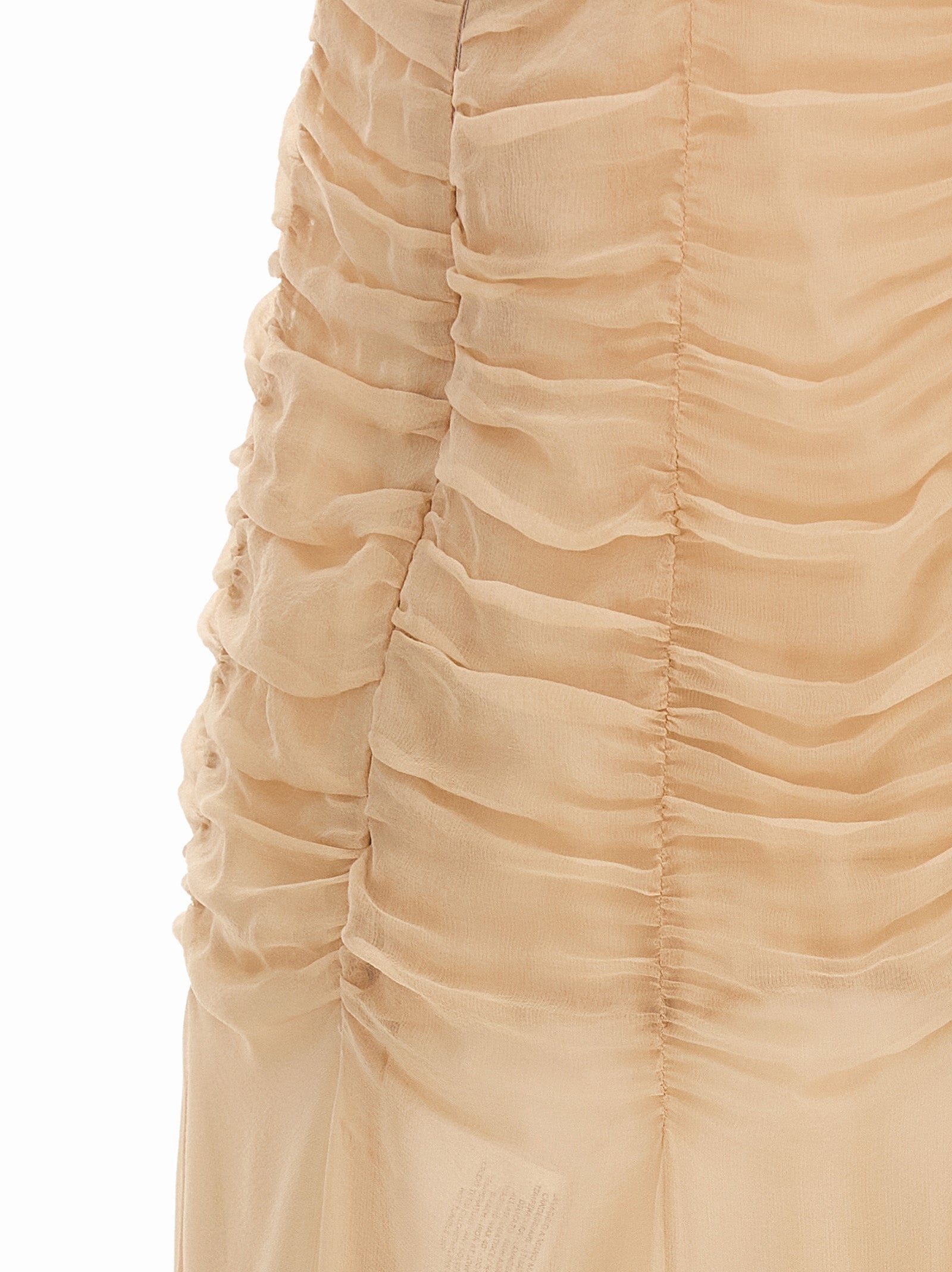 Dress by Giovanni Bedin for women in silk chiffon multicolor & pink presents a sinuous silhouette, showcasing a sophisticated and detailed with a sinuous long for a refined finish.