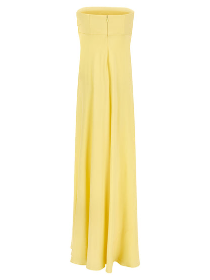 Dress by Giovanni Bedin for women in silk chiffon bicolour & yellow features an sultry silhouette defined by a and , falling to an sultry long for a sultry look.