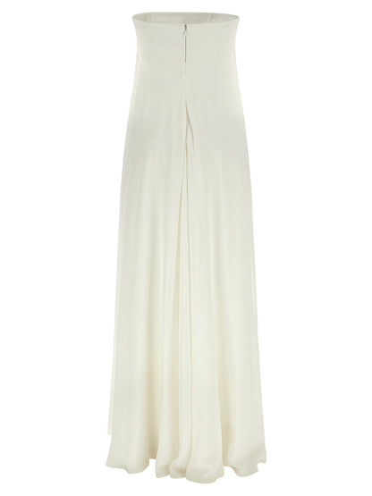 Dress by Giovanni Bedin for women in silk chiffon white features an sultry silhouette defined by a and , falling to an sultry long for a sultry look.