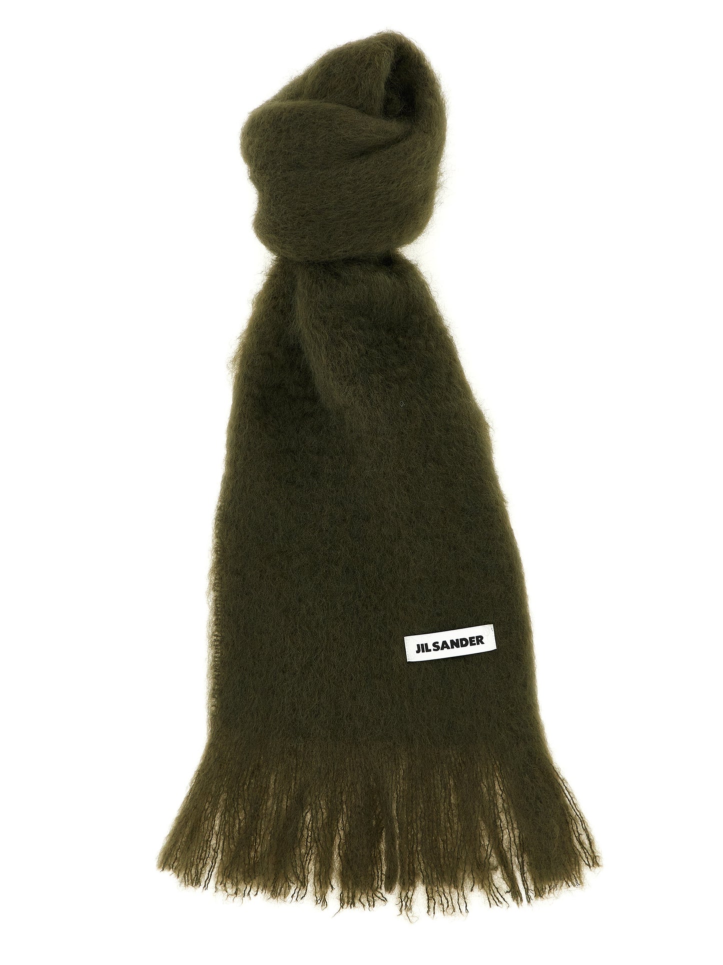Scarf by Jil Sander for women in mohair wool & polyamide bicolour & green features a snug silhouette, perfectly showcasing the elegant drape and premium finish of the Mohair Wool & Polyamide Scarf.