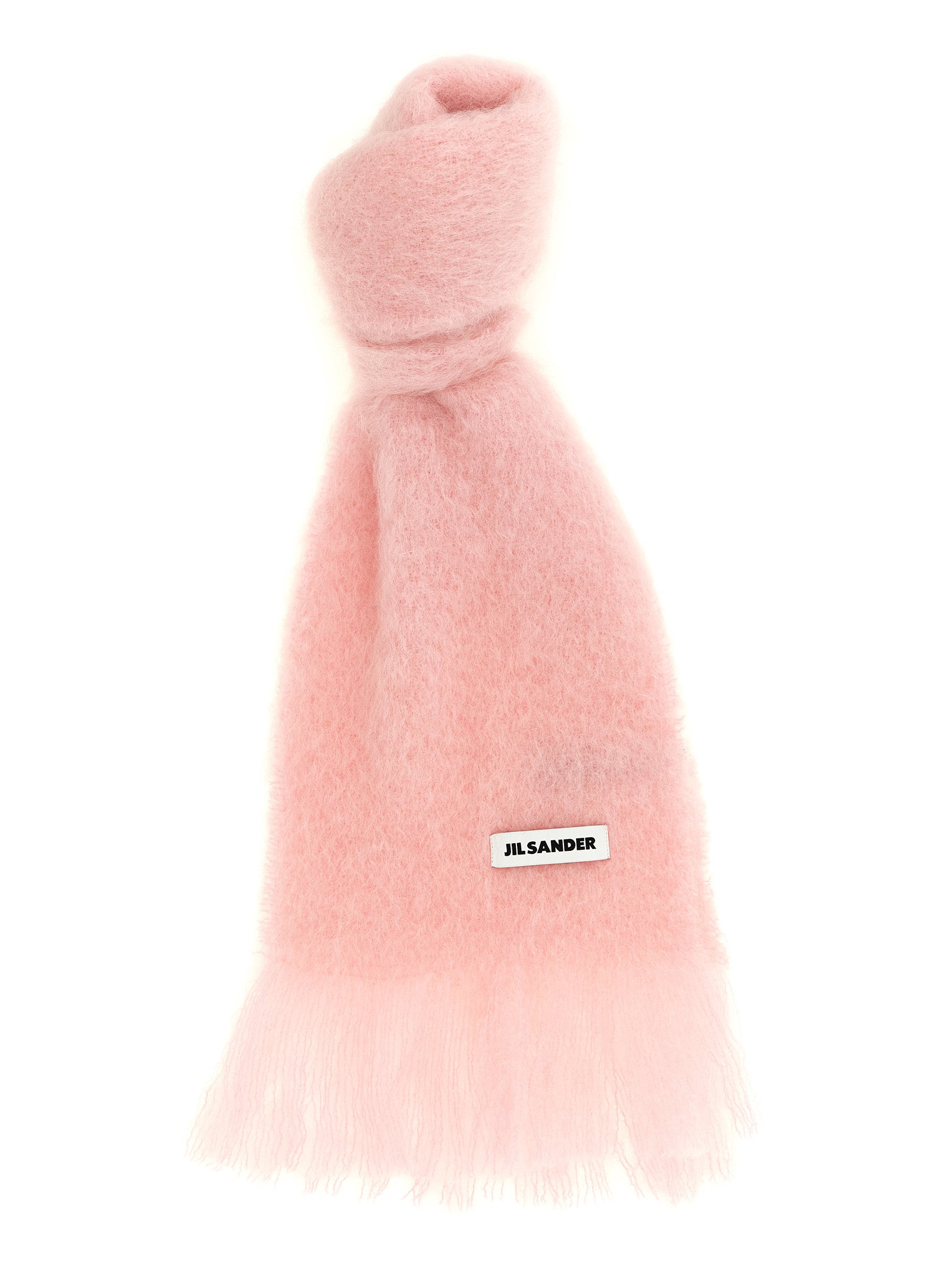 Scarf by Jil Sander for women in mohair wool & polyamide multicolor & pink presents a effortlessly chic silhouette, artfully capturing the essence of the effortlessly chic Mohair Wool & Polyamide Scarf design for a sophisticated look.