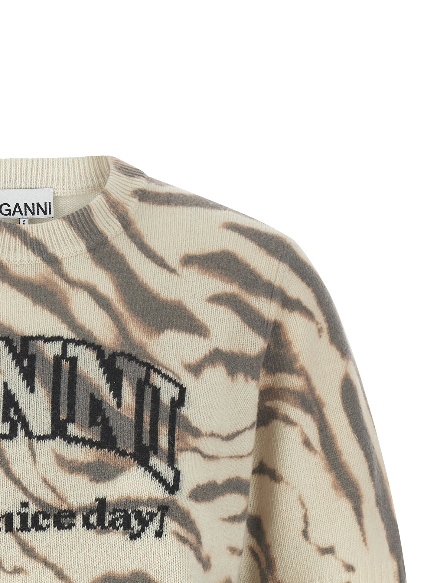 Cardigan by Ganni for women in polyamide wool multicolor, zebra & print features an crisp silhouette, showcasing a sophisticated crew neckline and detail for a truly crisp finish.