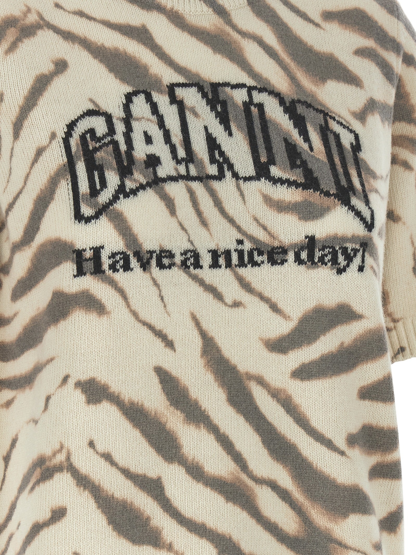 Cardigan by Ganni for women in polyamide wool multicolor, zebra & print showcases a captivating silhouette, artfully detailed with a captivating and for a truly sophisticated captivating look.
