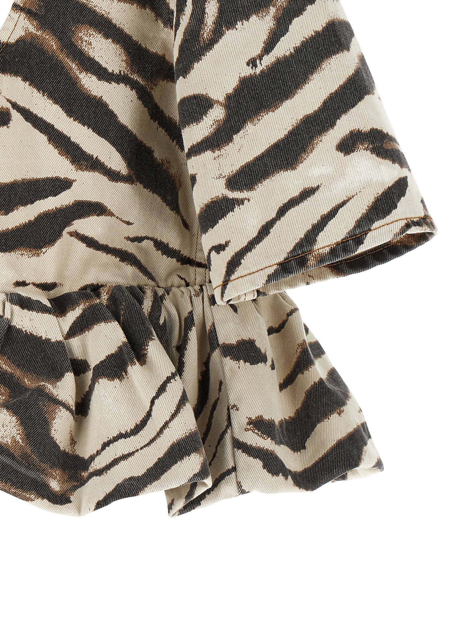 Shirt by Ganni for women in organic cotton denim multicolor, zebra, patterned & print, featuring a nuanced and nuanced for a sophisticated finish.