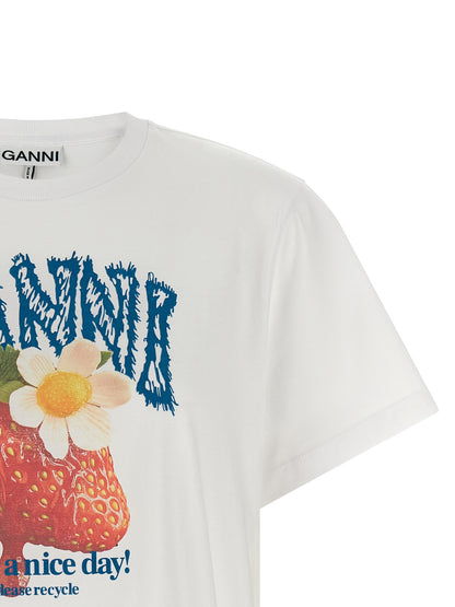 Ganni White Organic Cotton T-Shirt