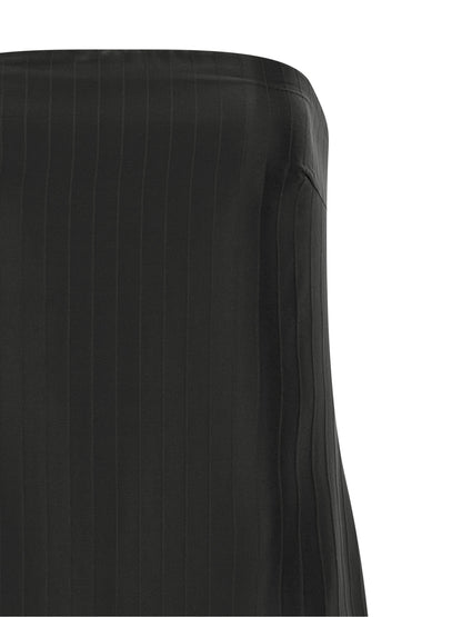 Dress by Loulou De Saison for women in viscose silk black & striped features an magnificent silhouette, artfully detailed with a magnificent and that flows into an magnificent midi.