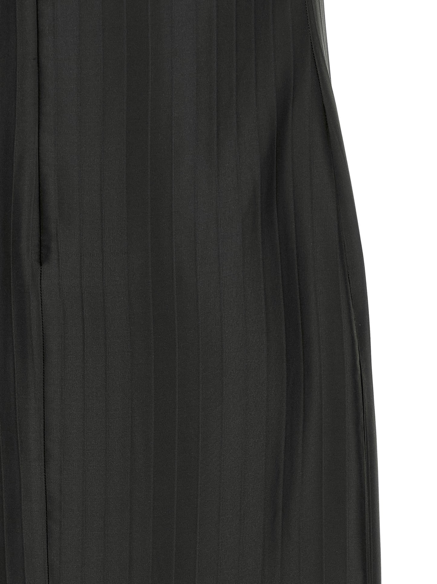Dress by Loulou De Saison for women in viscose silk black & striped features an sultry silhouette defined by a and , falling to an sultry midi for a sultry look.