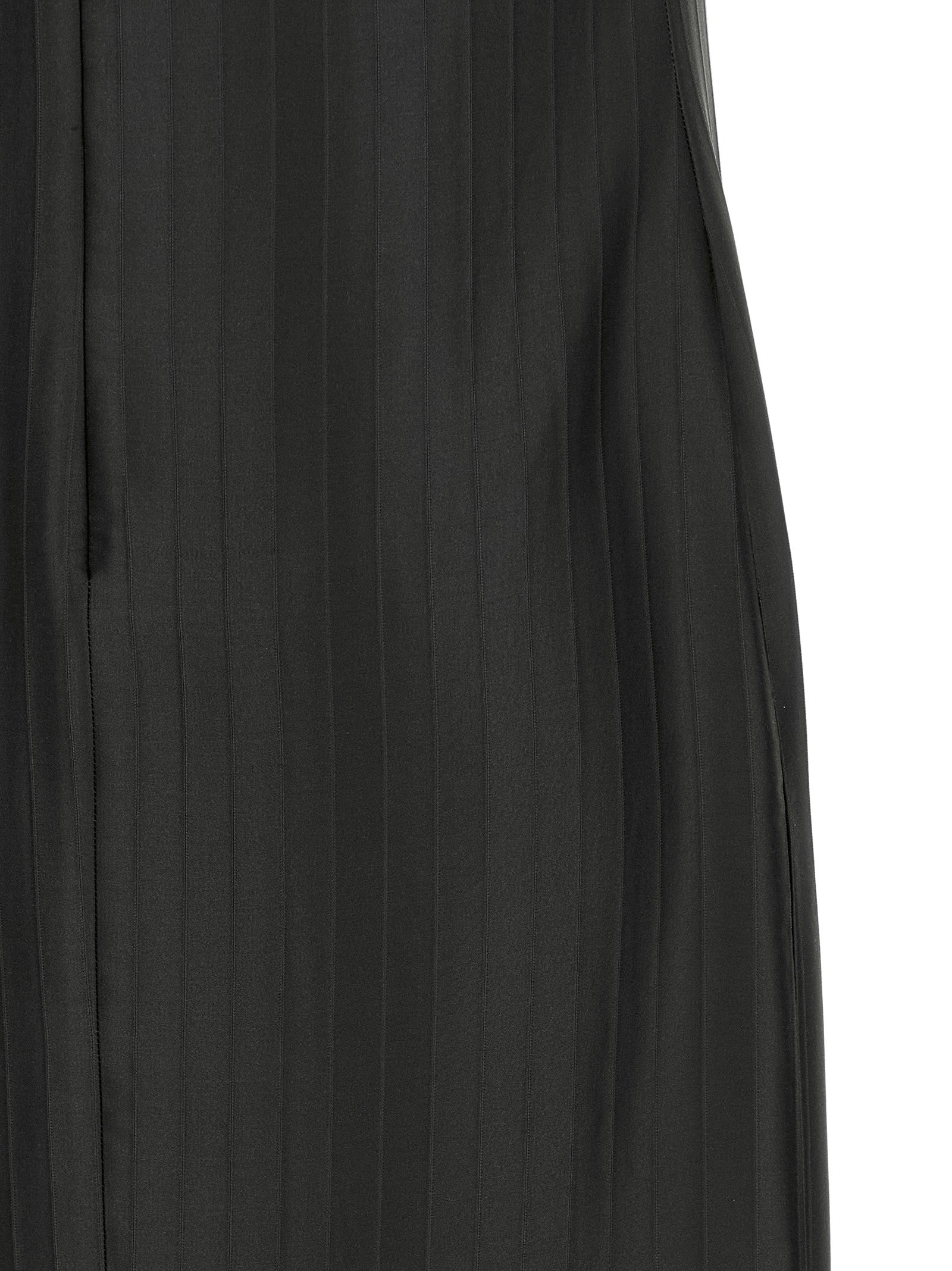 Dress by Loulou De Saison for women in viscose silk black & striped features an sultry silhouette defined by a and , falling to an sultry midi for a sultry look.