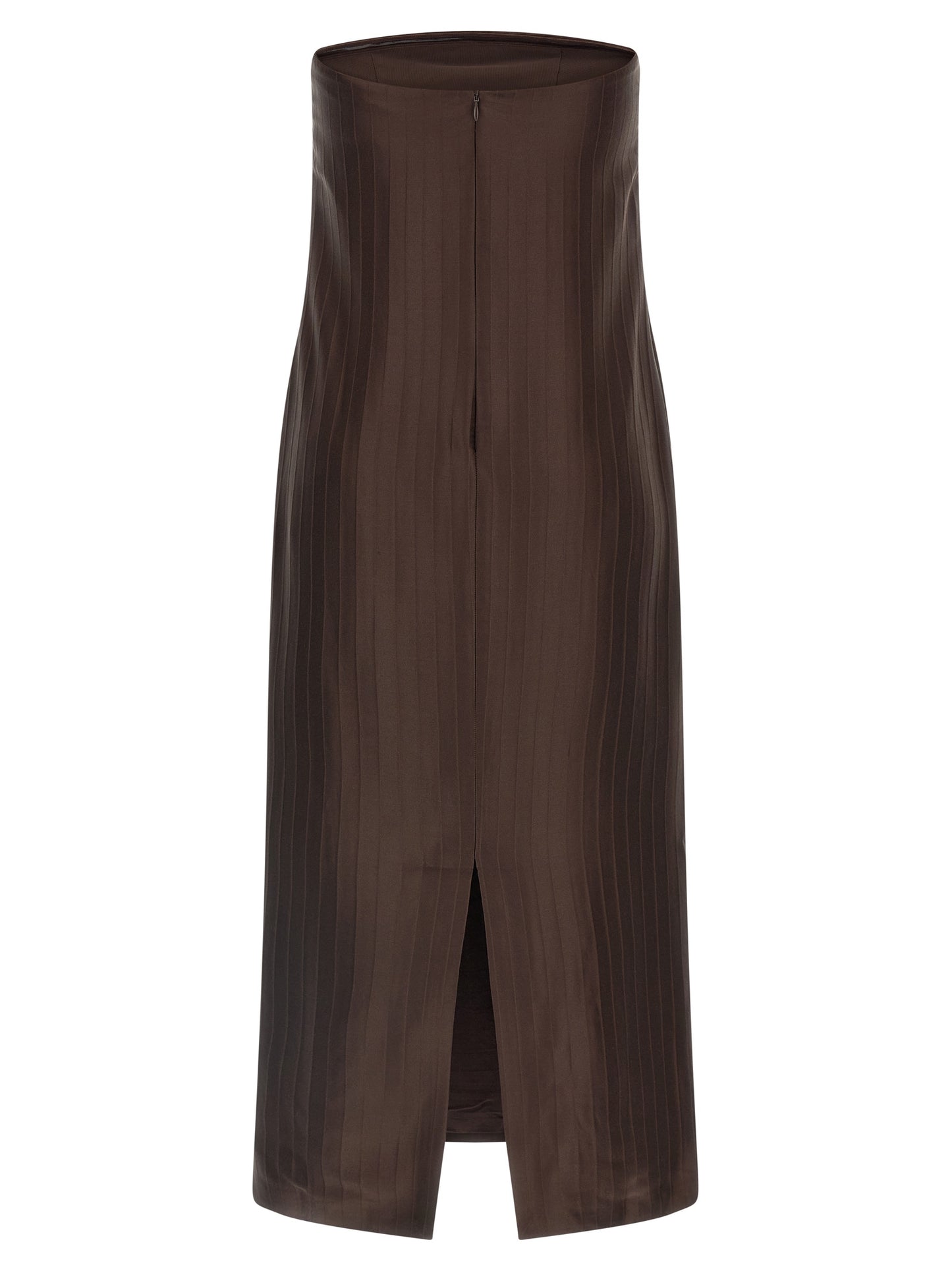 Dress by Loulou De Saison for women in viscose silk brown & striped features an cute silhouette, detailed with a and that elegantly flows into a cute midi.