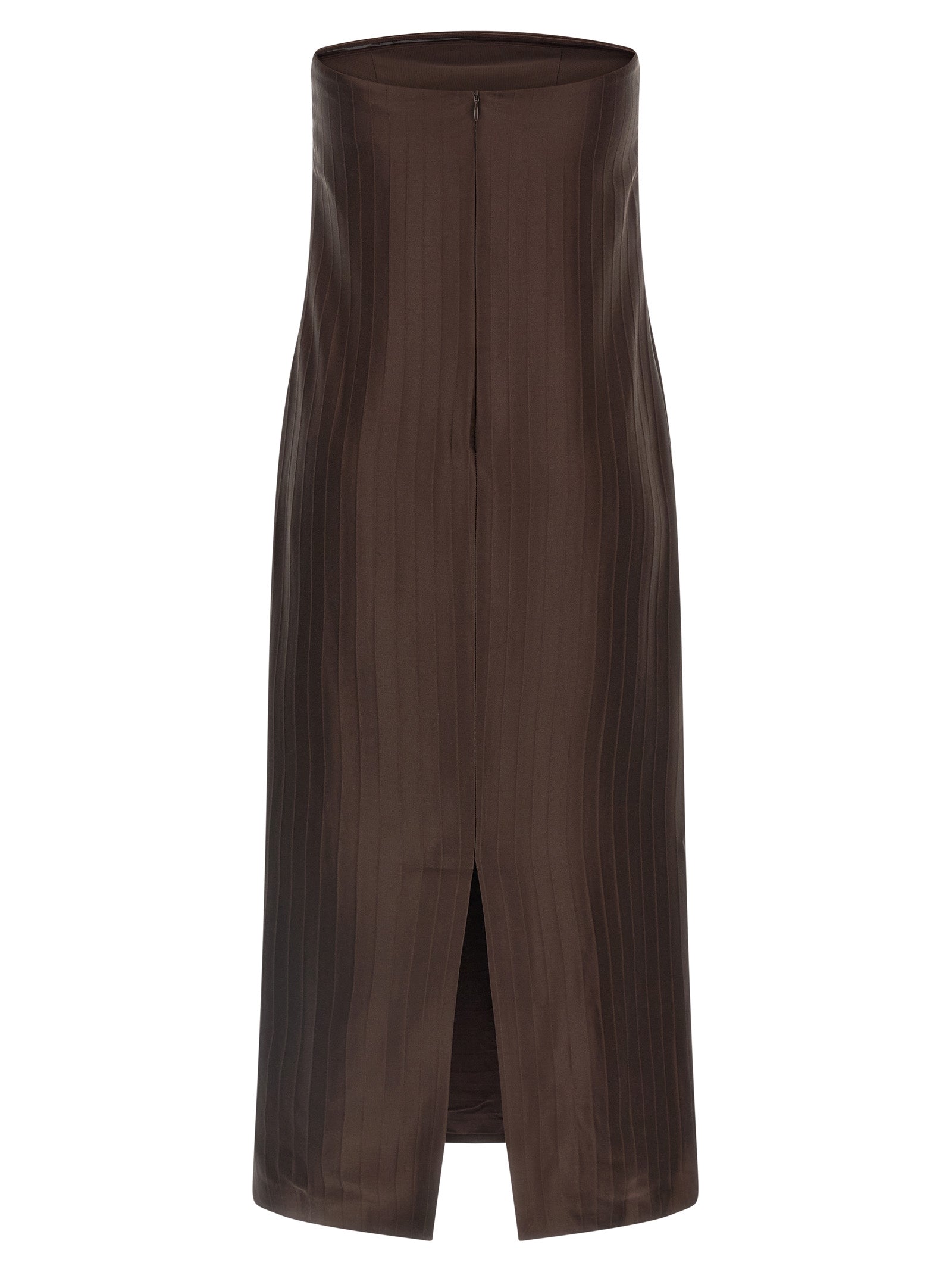 Dress by Loulou De Saison for women in viscose silk brown & striped features an cute silhouette, detailed with a and that elegantly flows into a cute midi.
