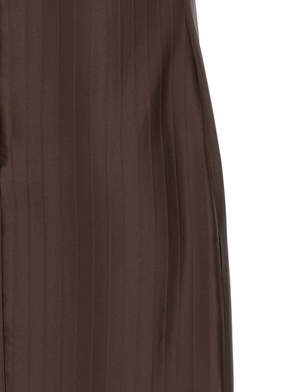 Dress by Loulou De Saison for women in viscose silk brown & striped showcases a striking silhouette, elegantly detailed with a , refined , and a striking midi for a striking finish.