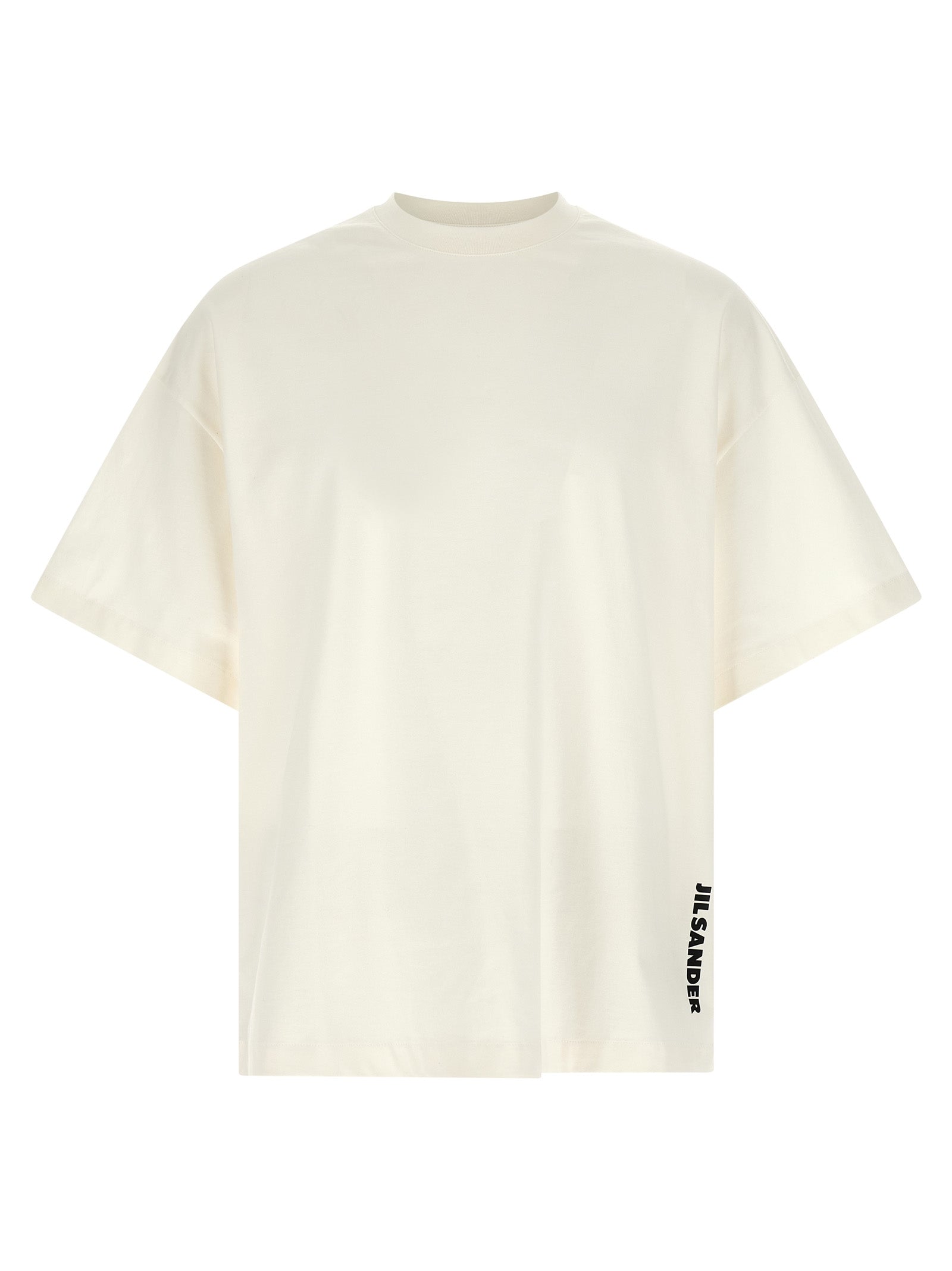 T-Shirt by Jil Sander for men in cotton bicolour, black, white & print features an edgy silhouette, meticulously detailed with a sophisticated short-sleeve and crew neckline for a truly edgy finish.