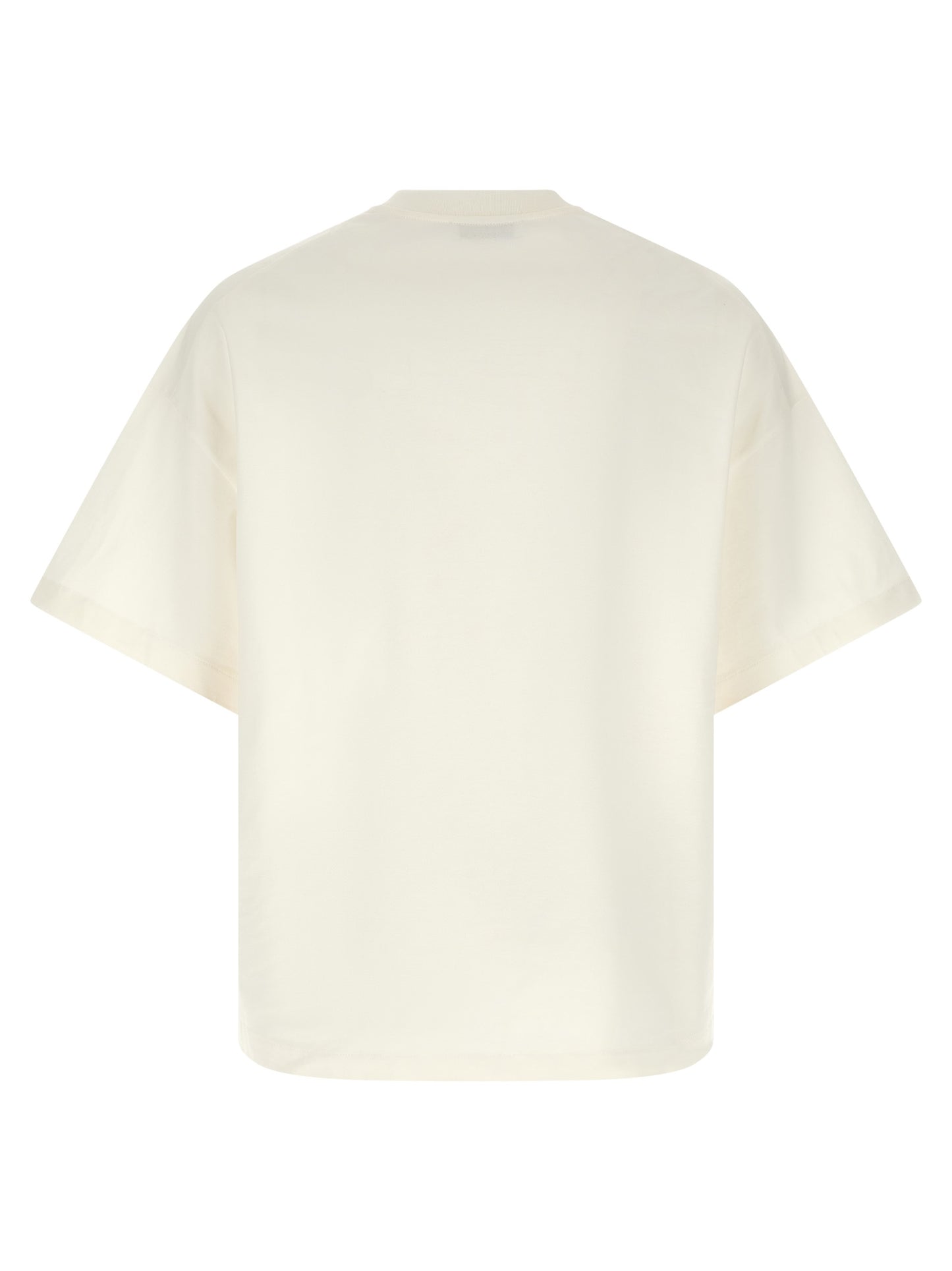 T-Shirt by Jil Sander for men in cotton bicolour, black, white & print showcases a unassuming silhouette, artfully detailed with a refined crew neckline and unassuming for a sophisticated, contemporary look.