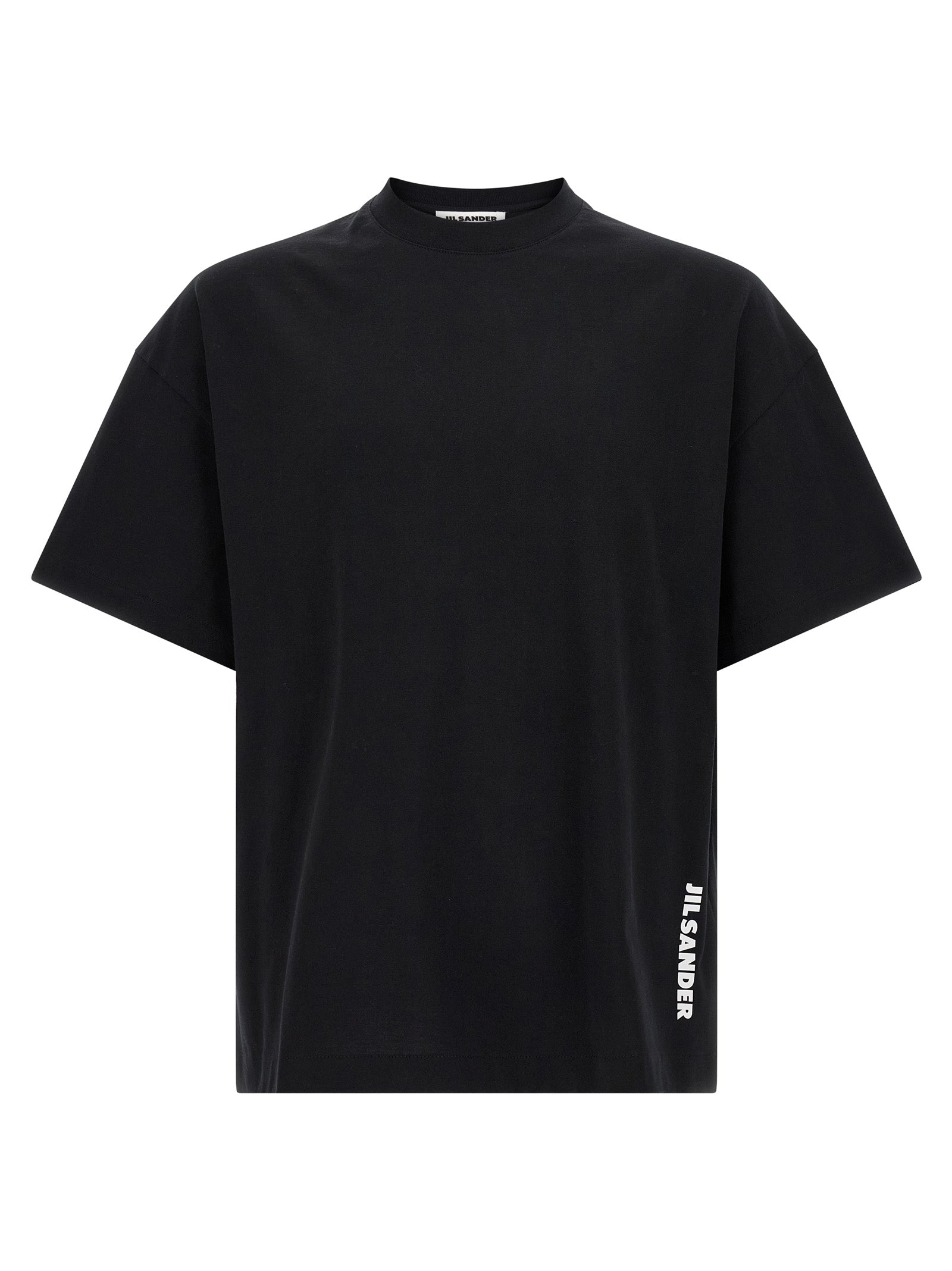 T-Shirt by Jil Sander for men in cotton bicolour, black, white & print features an on trend silhouette, perfectly showcasing a on trend short-sleeve and crew neckline for an elevated aesthetic.