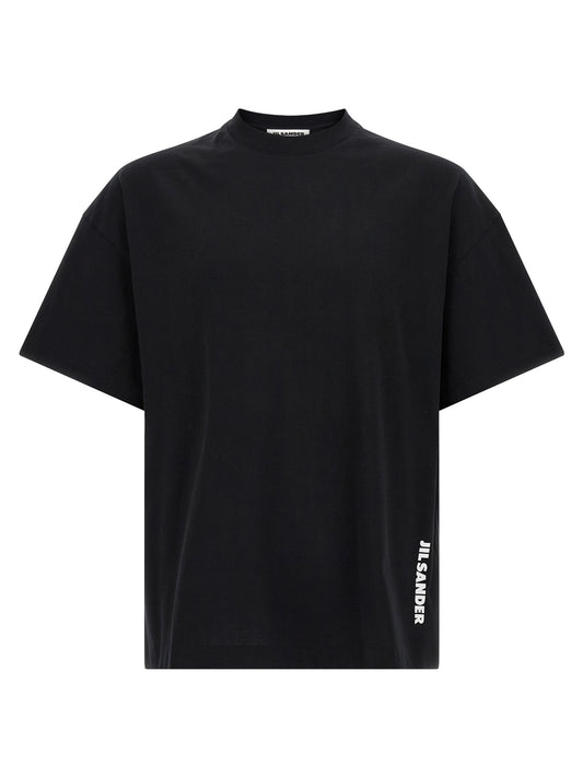 T-Shirt by Jil Sander for men in cotton bicolour, black, white & print features an on trend silhouette, perfectly showcasing a on trend short-sleeve and crew neckline for an elevated aesthetic.