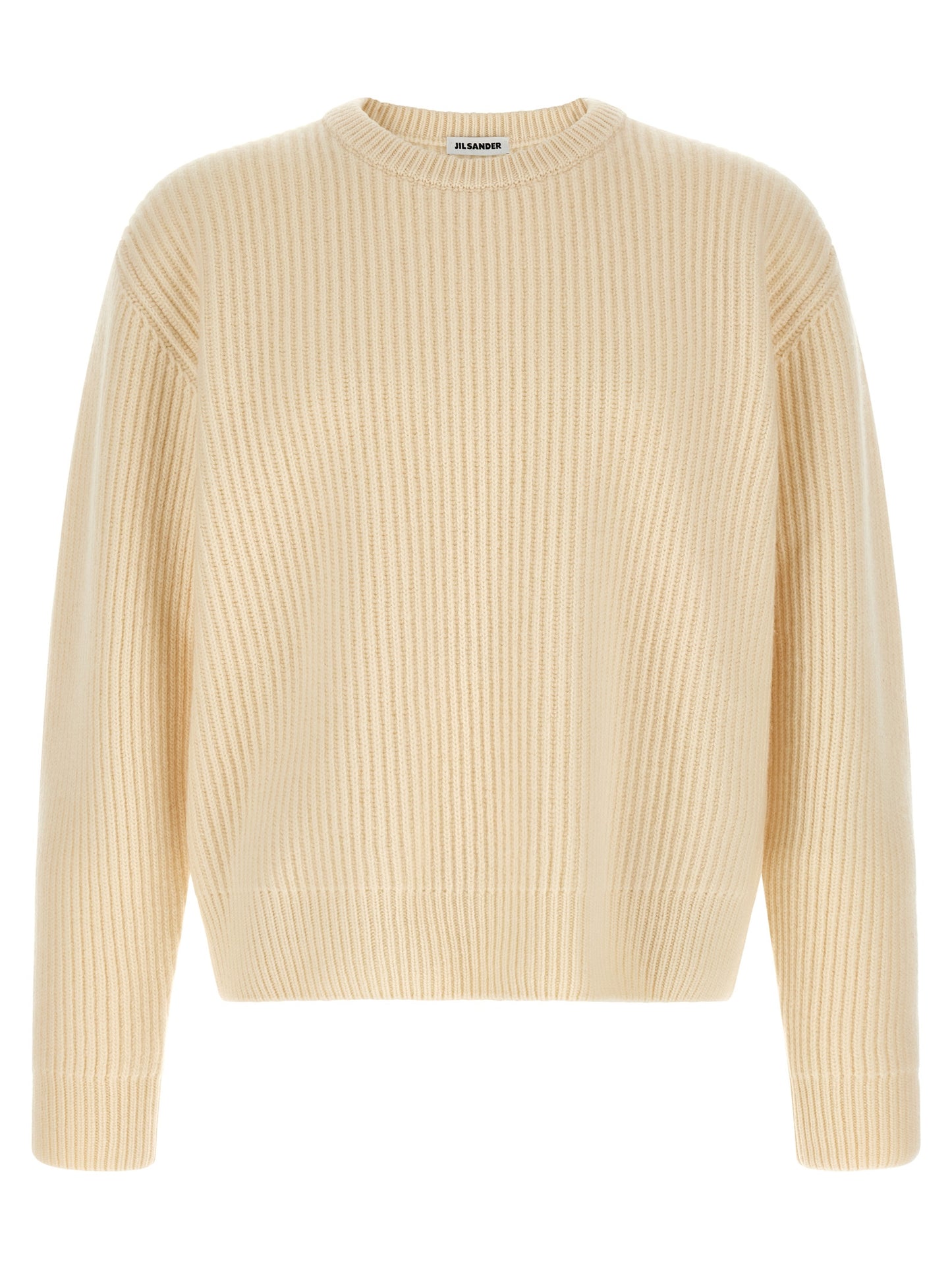 Cardigan by Jil Sander for men in wool white features an crisp silhouette, showcasing a sophisticated crew neckline and detail for a truly crisp finish.
