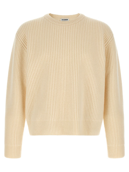 Cardigan by Jil Sander for men in wool white features an crisp silhouette, showcasing a sophisticated crew neckline and detail for a truly crisp finish.