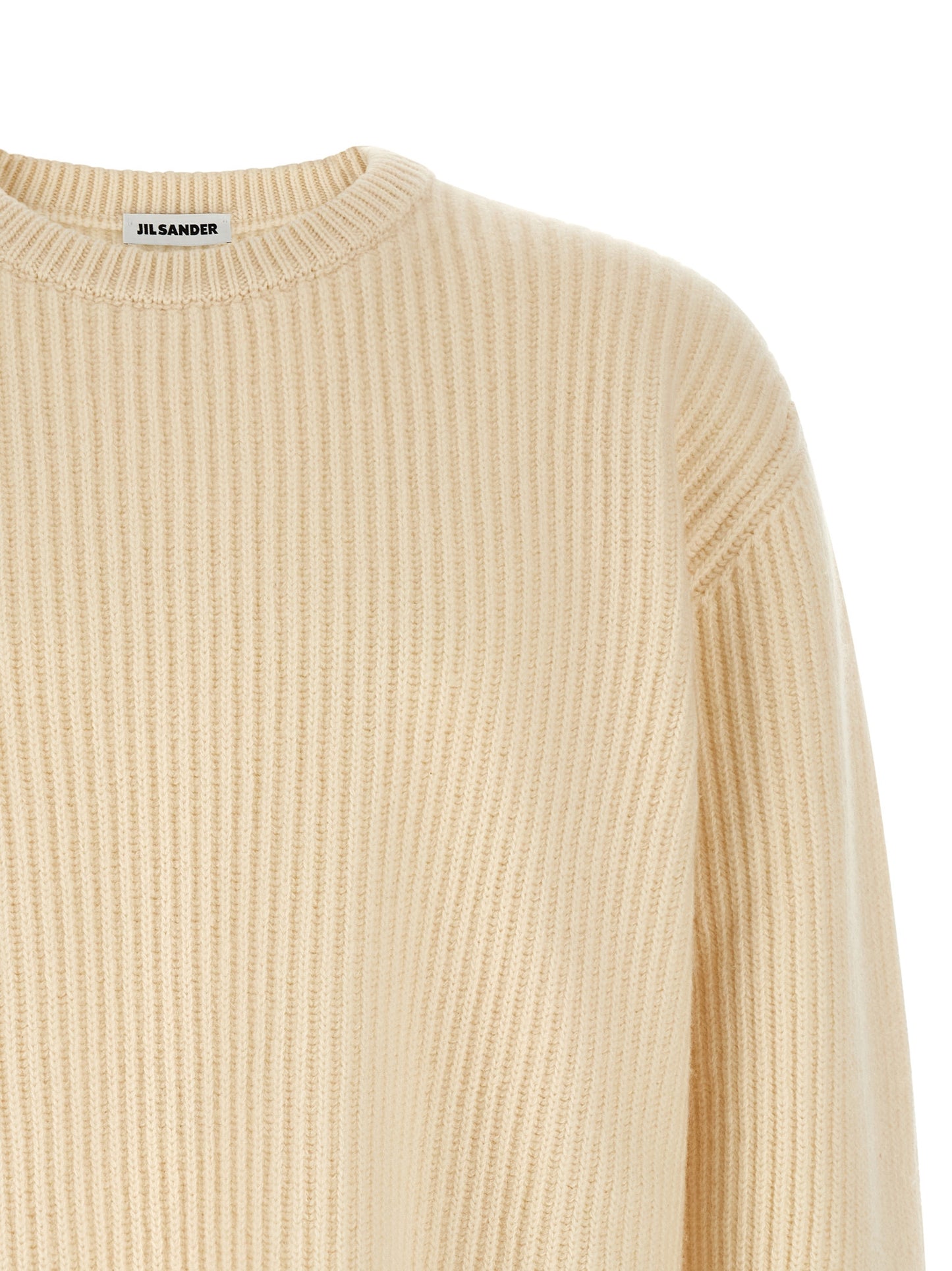 Cardigan by Jil Sander for men in wool white features an impeccable silhouette, showcasing a sophisticated crew neckline and detail for a truly impeccable finish.
