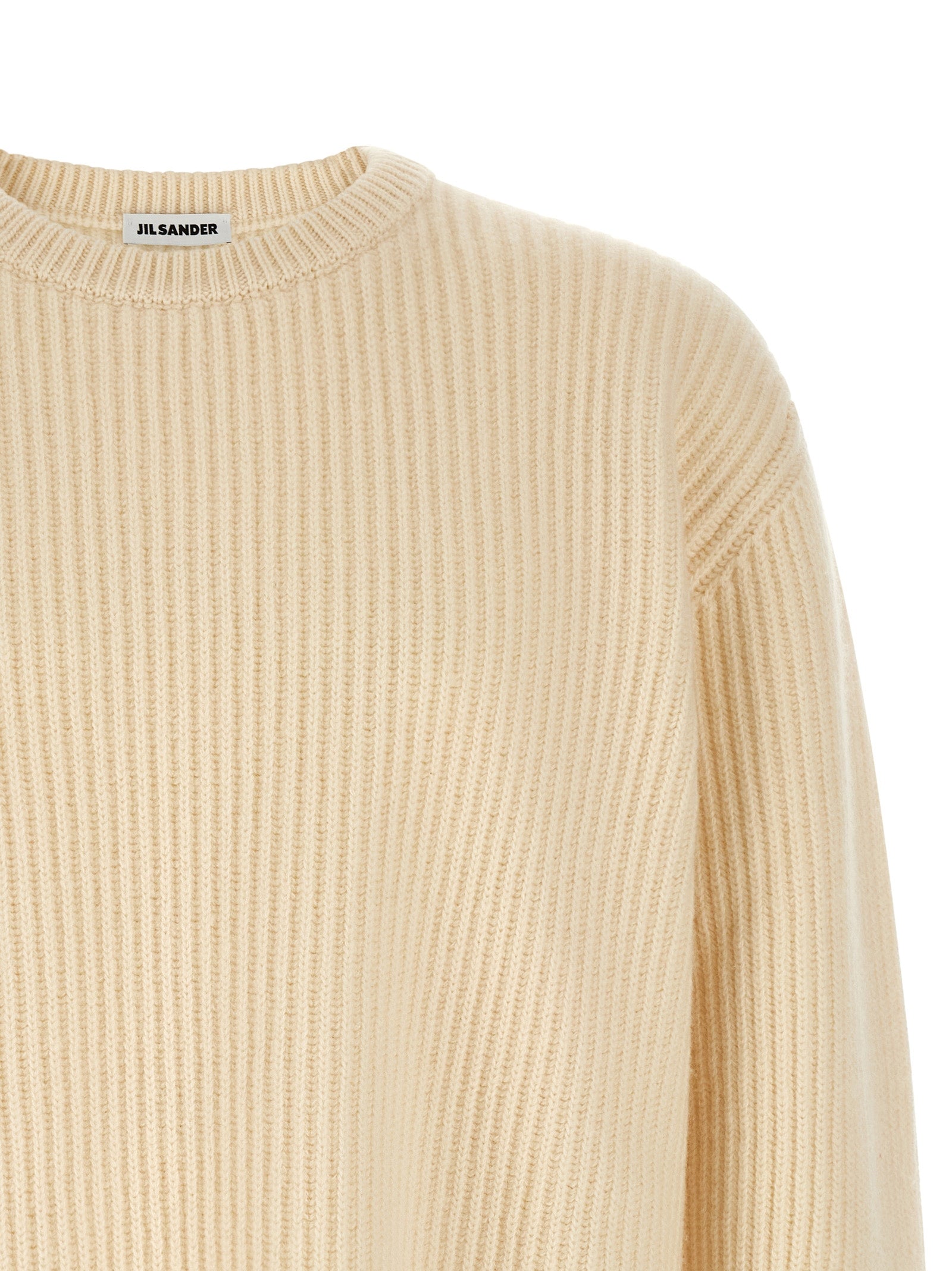 Cardigan by Jil Sander for men in wool white features an impeccable silhouette, showcasing a sophisticated crew neckline and detail for a truly impeccable finish.