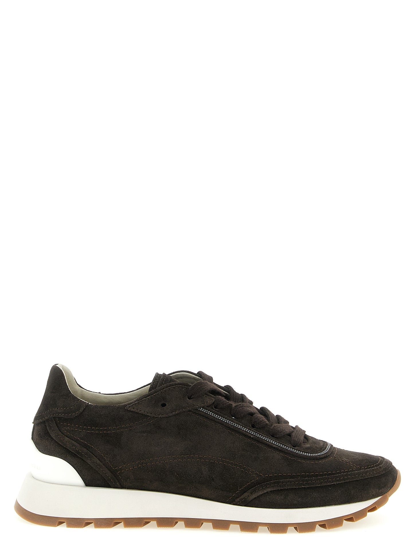 Sneakers by Brunello Cucinelli for women in suede calfskin leather brown features a chic design, perfectly showcasing the chic fashion style of this Monile Women's Fashion Suede Calfskin Leather Sneakers.