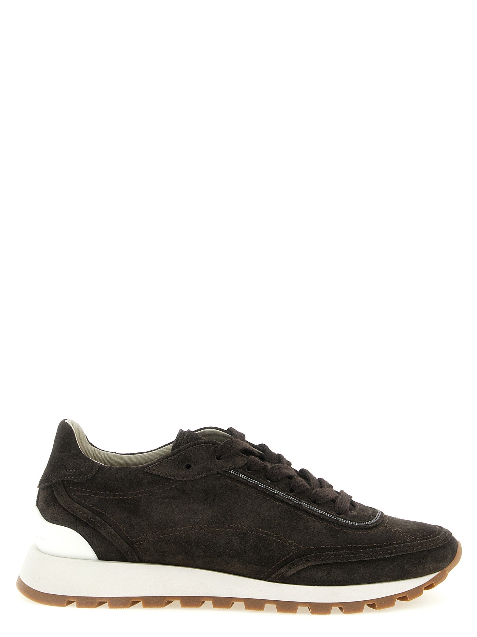 Sneakers by Brunello Cucinelli for women in suede calfskin leather brown features a chic design, perfectly showcasing the chic fashion style of this Monile Women's Fashion Suede Calfskin Leather Sneakers.