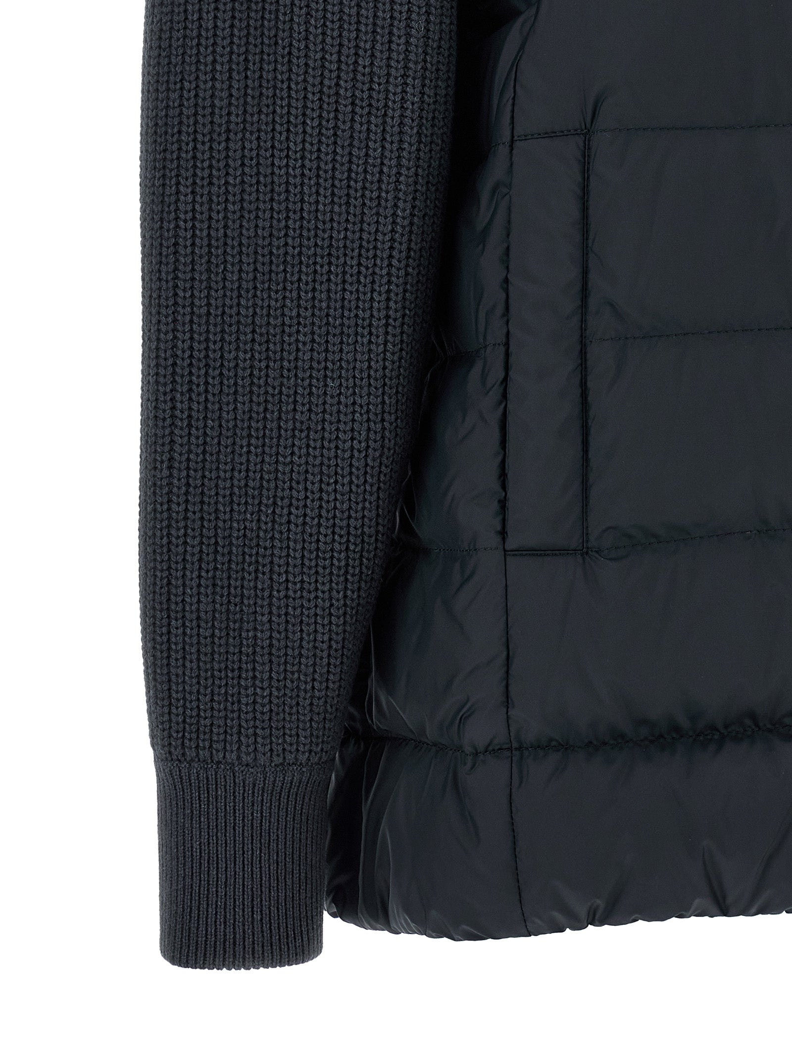 Hooded Puffer Jacket by Brunello Cucinelli for women in virgin cashmere wool & leather blue features a city-ready silhouette, detailed with hooded & insulated and a city-ready .