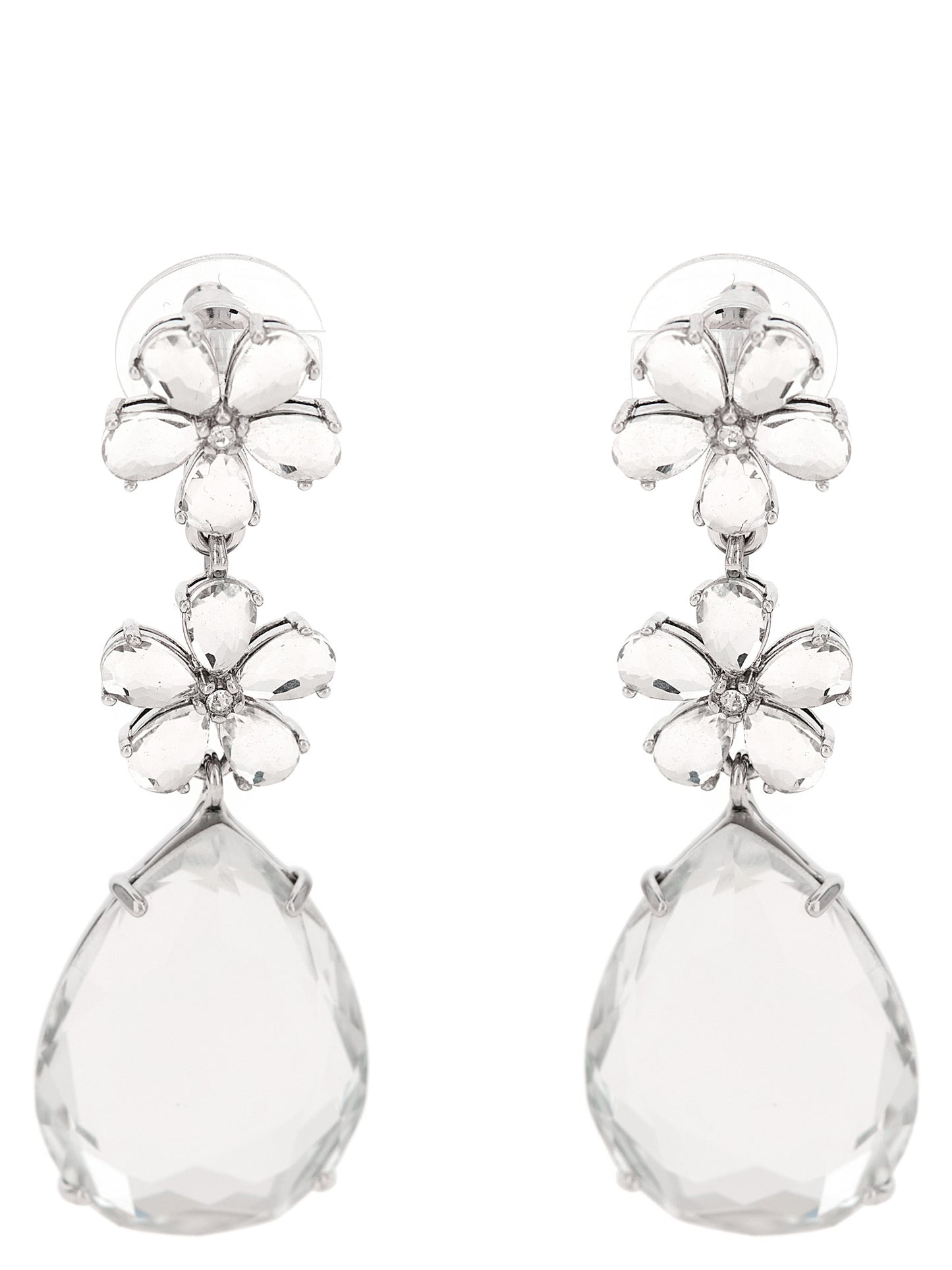 Earrings by Self-Portrait for women in cashmere polyamide & sequins silver showcases a artisanal silhouette, artfully capturing the essence of Women's Silver Brass & Crystal Earrings with its exquisite .