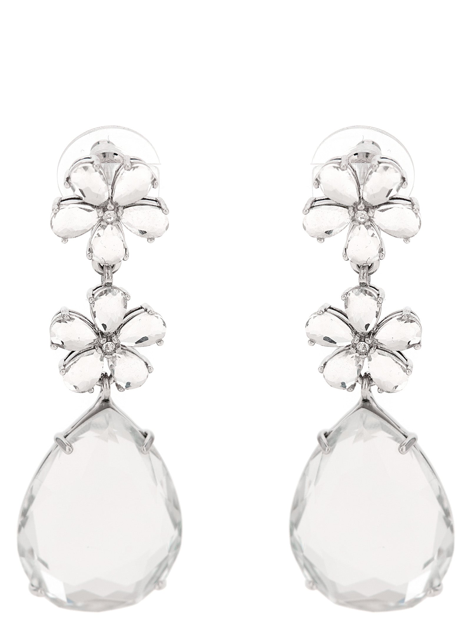 Earrings by Self-Portrait for women in cashmere polyamide & sequins silver showcases a artisanal silhouette, artfully capturing the essence of Women's Silver Brass & Crystal Earrings with its exquisite .