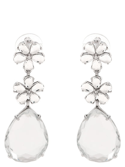 Earrings by Self-Portrait for women in cashmere polyamide & sequins silver showcases a artisanal silhouette, artfully capturing the essence of Women's Silver Brass & Crystal Earrings with its exquisite .