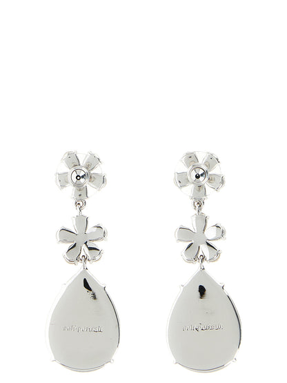 Earrings by Self-Portrait for women in cashmere polyamide & sequins silver presents a curated silhouette, artfully showcasing the curated and refined aesthetic of the Women's Silver Brass & Crystal Earrings.
