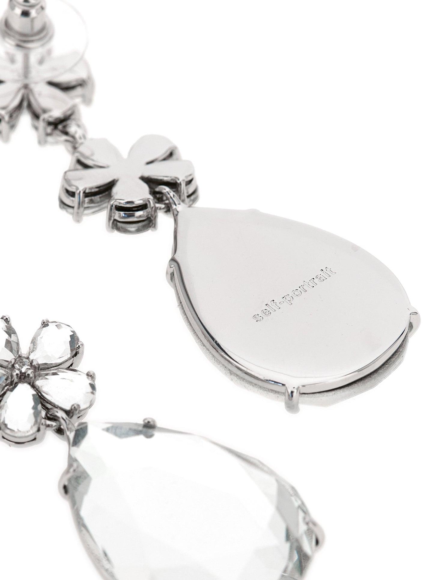 Earrings by Self-Portrait for women in cashmere polyamide & sequins silver features an ornate from the Women's Silver Brass & Crystal Earrings collection, showcasing a ornate finish that embodies sophisticated luxury.