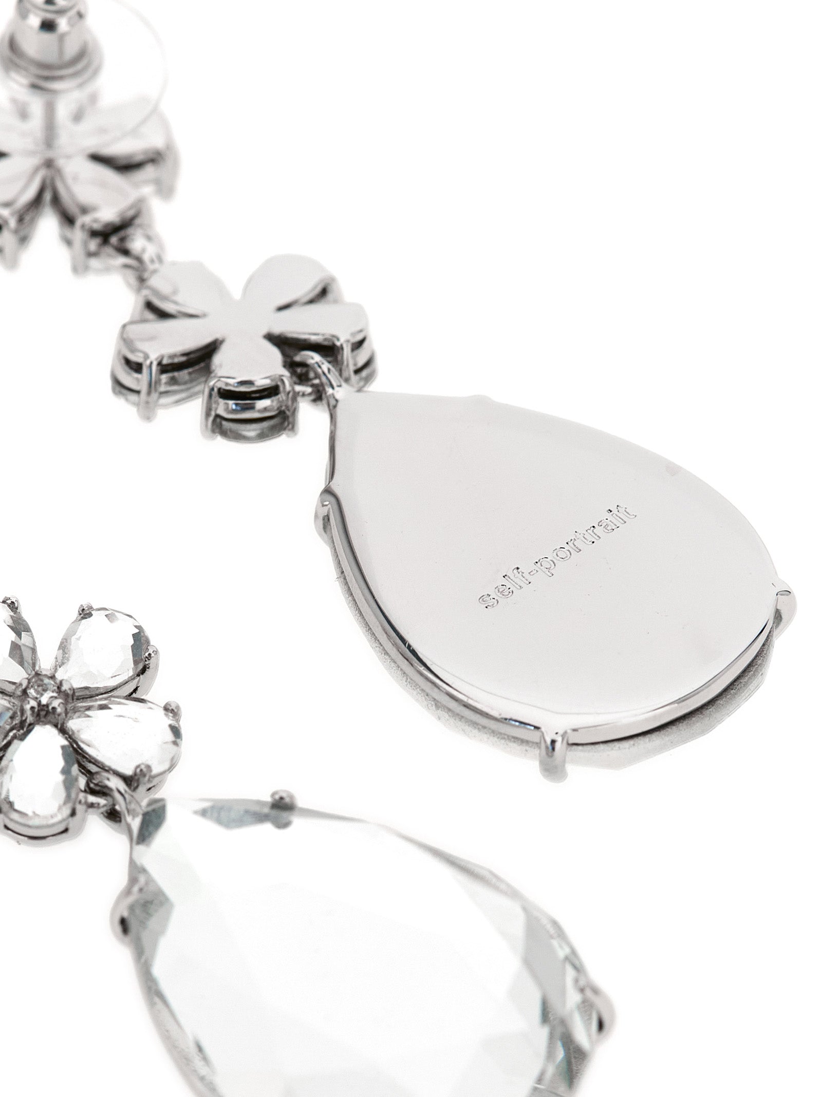 Earrings by Self-Portrait for women in cashmere polyamide & sequins silver features an ornate from the Women's Silver Brass & Crystal Earrings collection, showcasing a ornate finish that embodies sophisticated luxury.