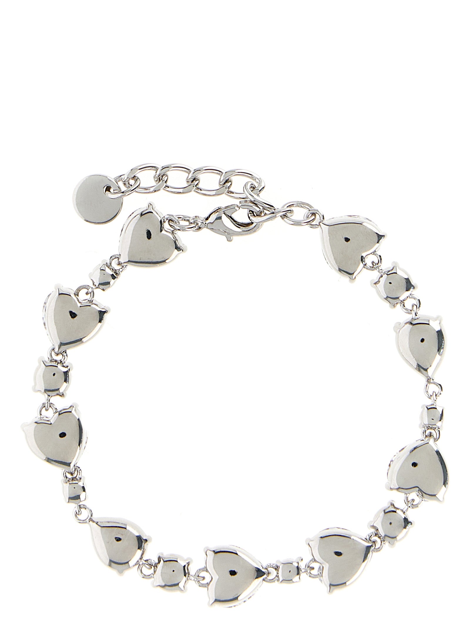 Bracelet by Self-Portrait for women in virgin cashmere wool & leather silver showcases a luminous , artfully capturing the essence of the luminous Heart Women's Silver Brass & Crystal Bracelet collection.