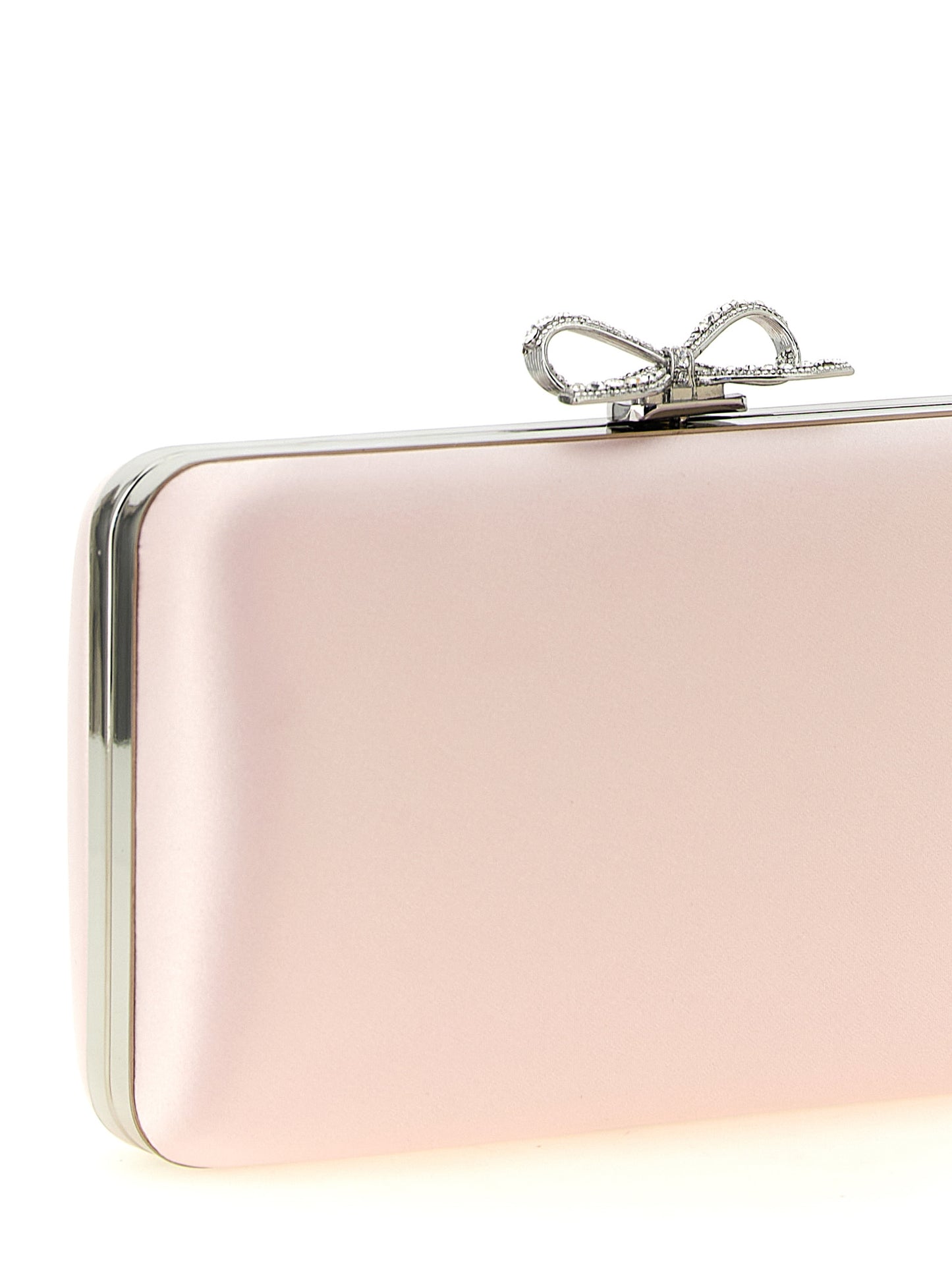 Shoulder Clutch Handbag by Self-Portrait for women in polyester polyurethane satin multicolor & pink features a architectural silhouette, showcasing a secure magnetic, ample , and versatile shoulder-strap for a architectural finish.